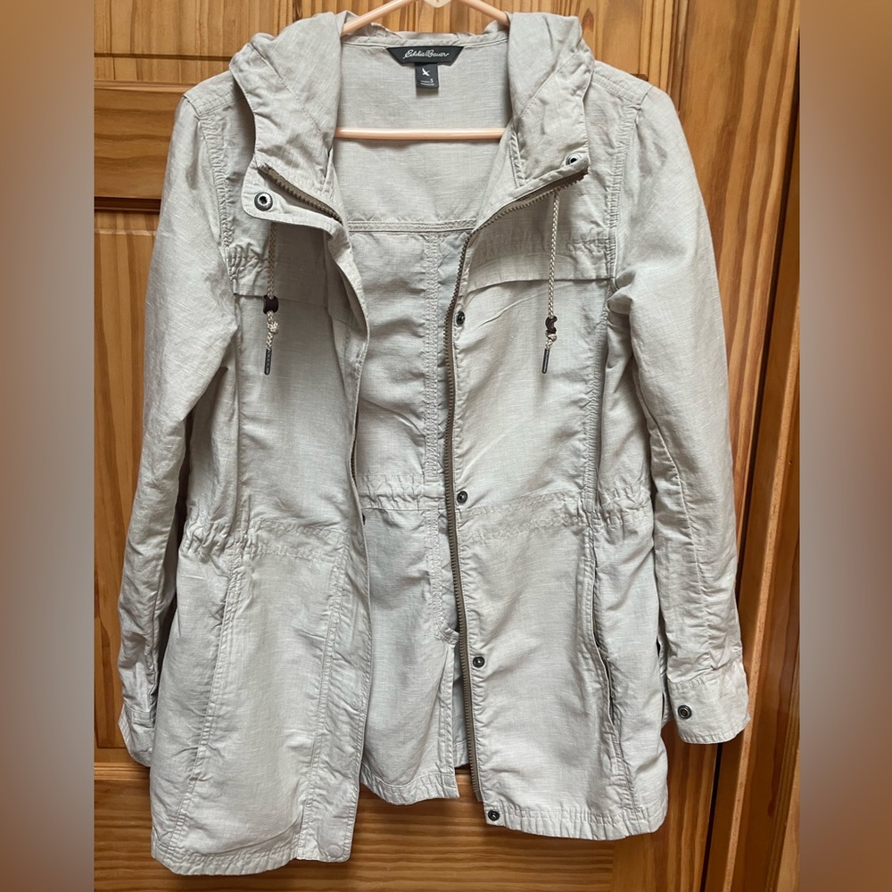 Eddie Bauer Light Gray Utility Jacket with Hood